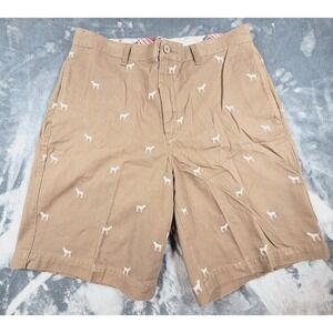 G.H. Bass Mens Brown Embroidered All Over Dog Print 9" Inseam Shorts Size 36